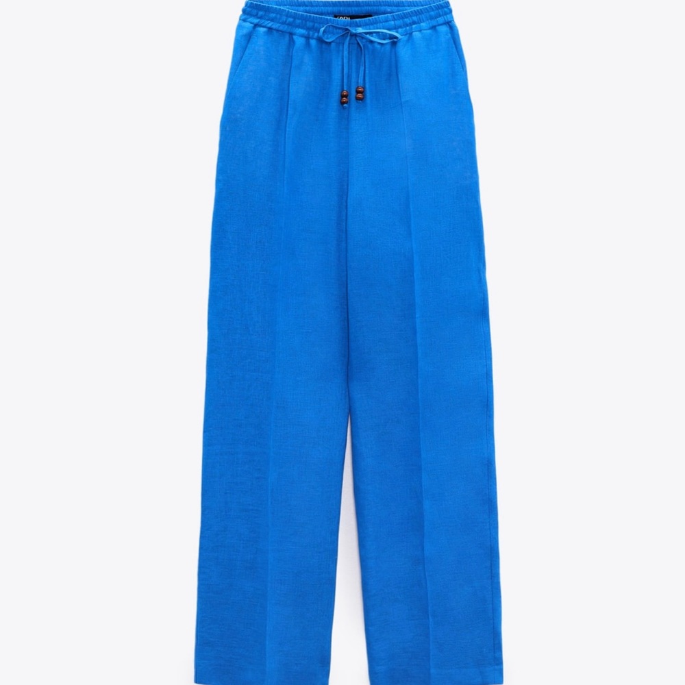 SOLD OUT!! NWT ZARA LINEN PANTS COBALT BLUE XL 💙